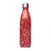 Qwetch - Bouteille isotherme inox Flowers rouge 75cl