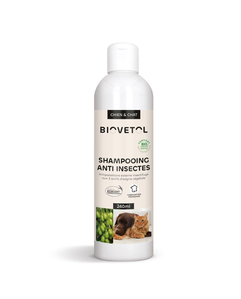 Biovetol - Shampooing anti-insectes chien et chat Bio 240ml