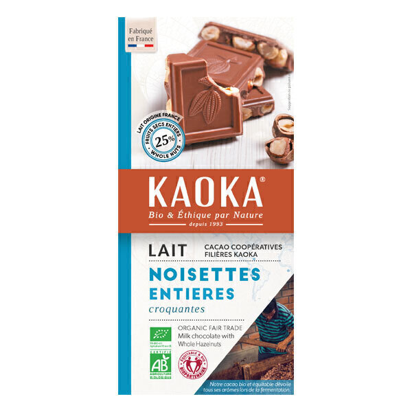 Kaoka - Tablette de chocolat au lait et noisettes 180g