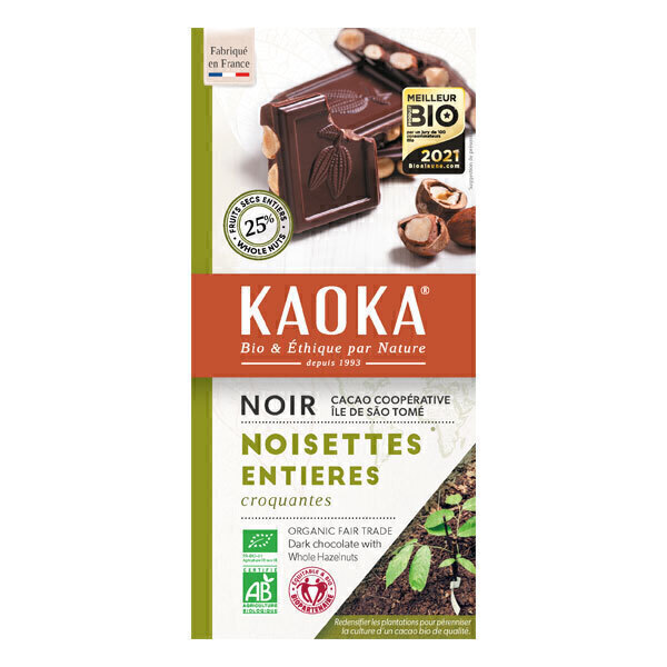 Kaoka - Tablette de chocolat noir noisette 180g