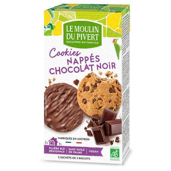 Le Moulin du Pivert - Cookies nappés chocolat noir 175g