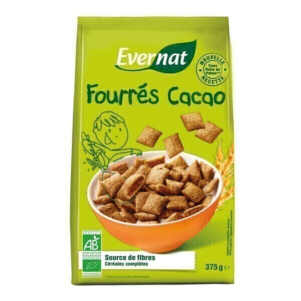 Evernat - Céréales fourrés cacao 375g Evernat - Céréales fourrés cacao 375g