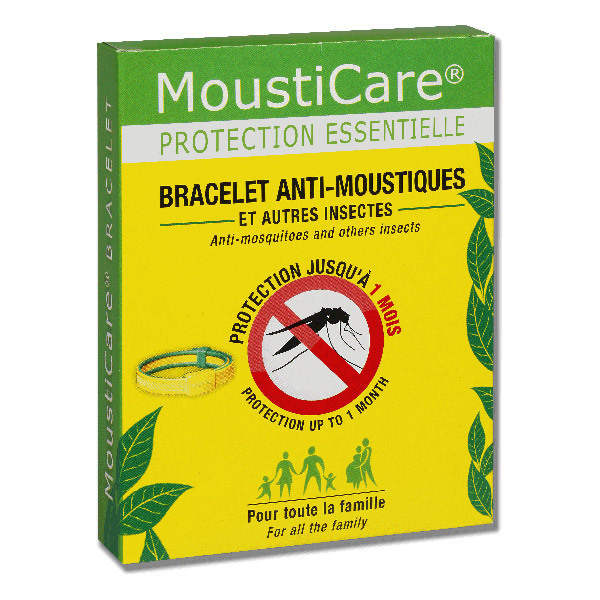 Mousticare - Bracelet anti-moustiques ajustable jaune et vert