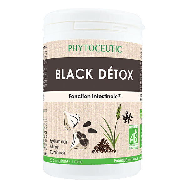 Phytoceutic - Black détox psyllium ail noir et cumin noir - 60 comprimés