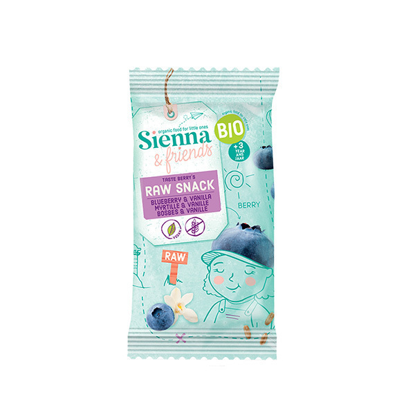 Sienna & Friends - Snack cru myrtille et vanille 20g - Dès 36 mois