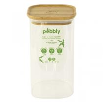 Pebbly - Boîte haute carrée en verre et bambou 1,4L
