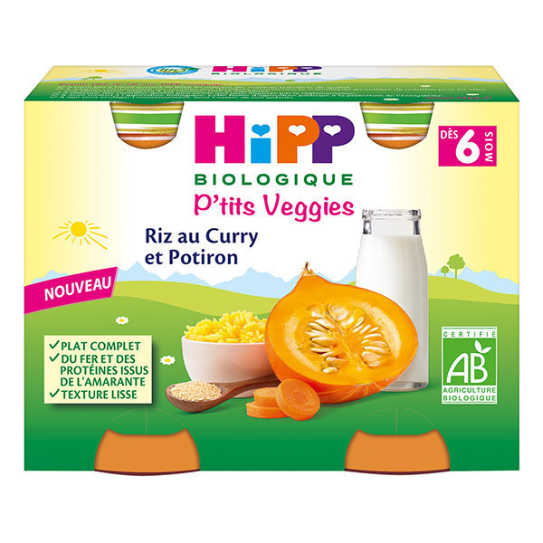 Riz Au Curry Et Potiron Pots Des 6 Mois 2x190g Hipp