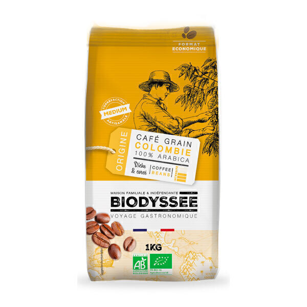 Biodyssée - Café en grains 100% arabica de Colombie - Riche & corsé 1KG Biodyssée - Café en grains 100% arabica de Colombie - Riche & corsé 1KG