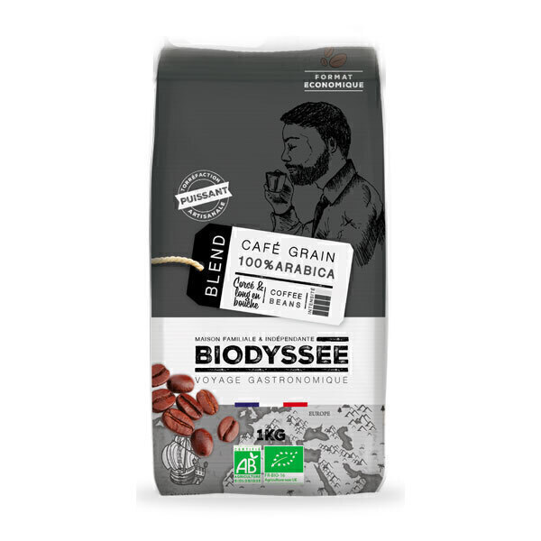 Biodyssée - Café en grains 100% arabica puissant 1KG
