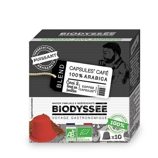 Biodyssée - Capsules 100% arabica Puissant compatibles Nespresso x10