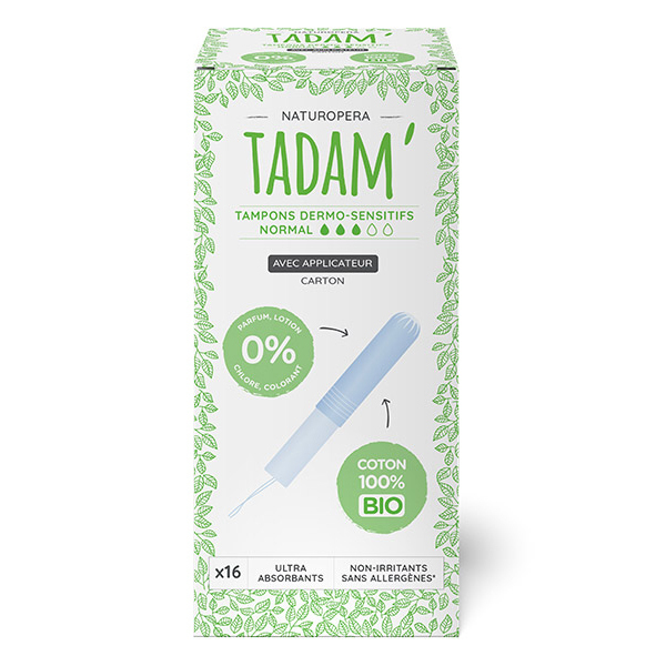 Tadam' - Pack 3x 16 Tampons Dermo-Sensitifs Bio avec Applicateur Normal Tadam' - Pack 3x 16 Tampons Dermo-Sensitifs Bio avec Applicateur Normal
