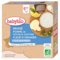 Babybio - Brassé de vache Pomme d'Aquitaine Fleur d'Oranger 6 mois 4x85g