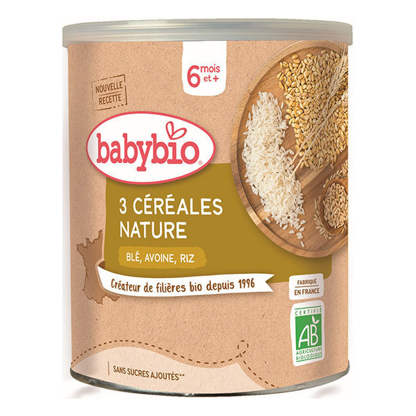 Babybio - 3 Céréales Nature 6 mois + 220g