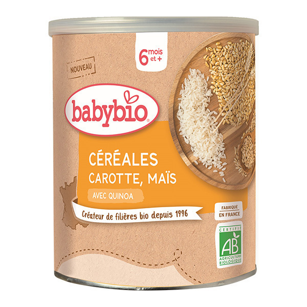 Babybio - Céréales Carotte Maïs dès 6 mois 220g Babybio - Céréales Carotte Maïs dès 6 mois 220g