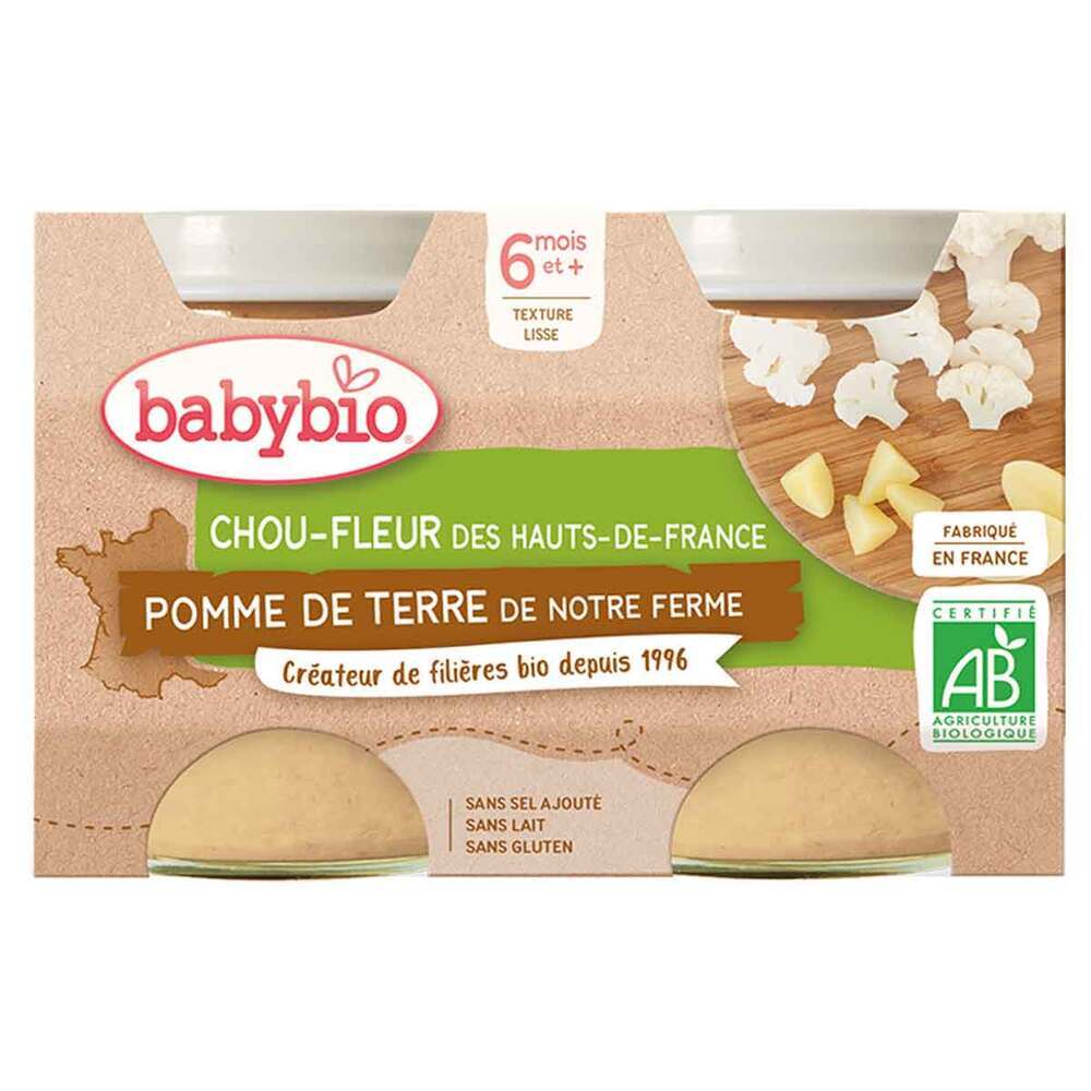Babybio - Chou-fleur de bretagne pomme de terre 2 x 130g - Dès 6 mois