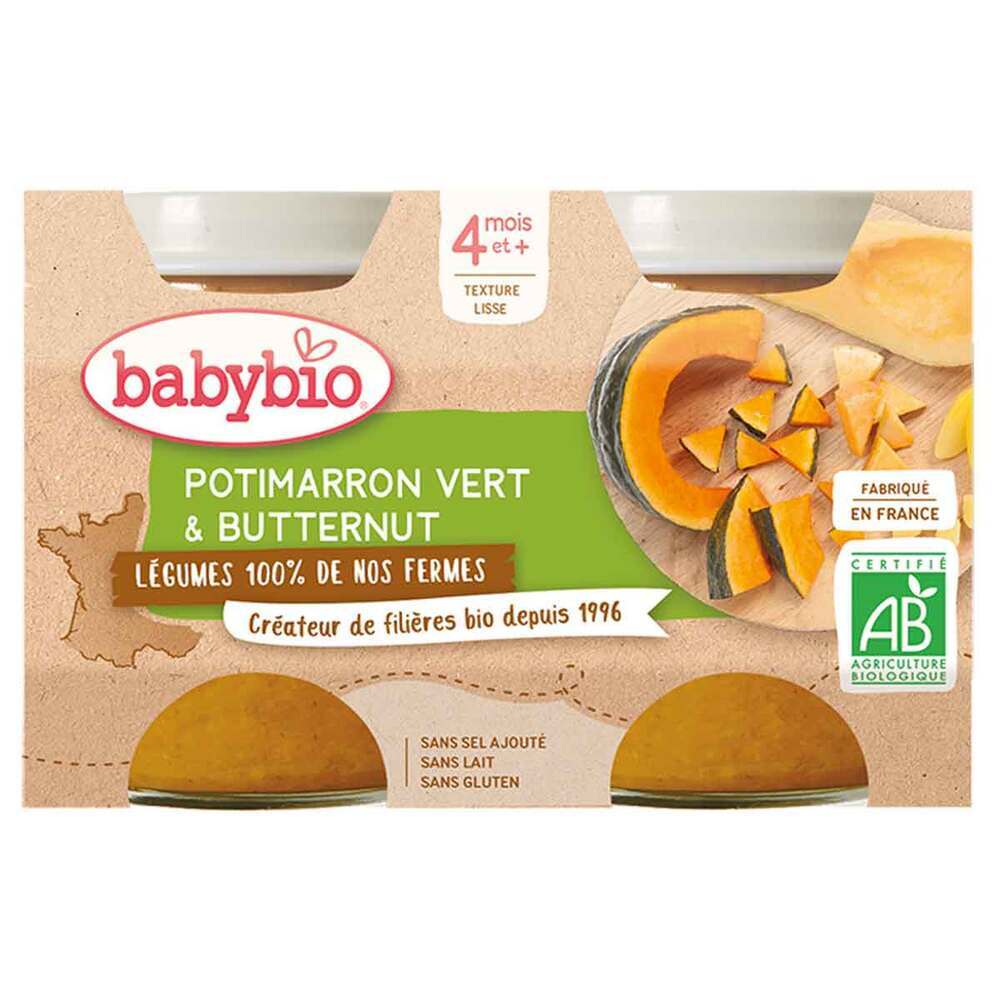 Babybio - Potimarron et courge butternut 2 x 130g - Dès 4 mois
