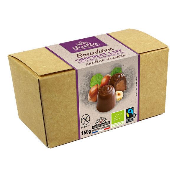 Ikalia - Bouchées chocolat au lait praliné noisette 160g Ikalia - Bouchées chocolat au lait praliné noisette 160g