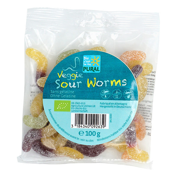 Pural - Veggie sour worms confiserie gélifiée 100g