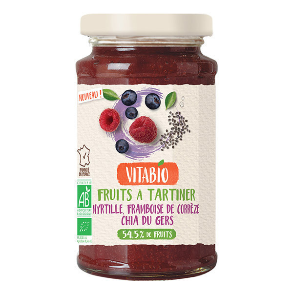 Vitabio - Fruits à tartiner Myrtille Framboise Chia 290g