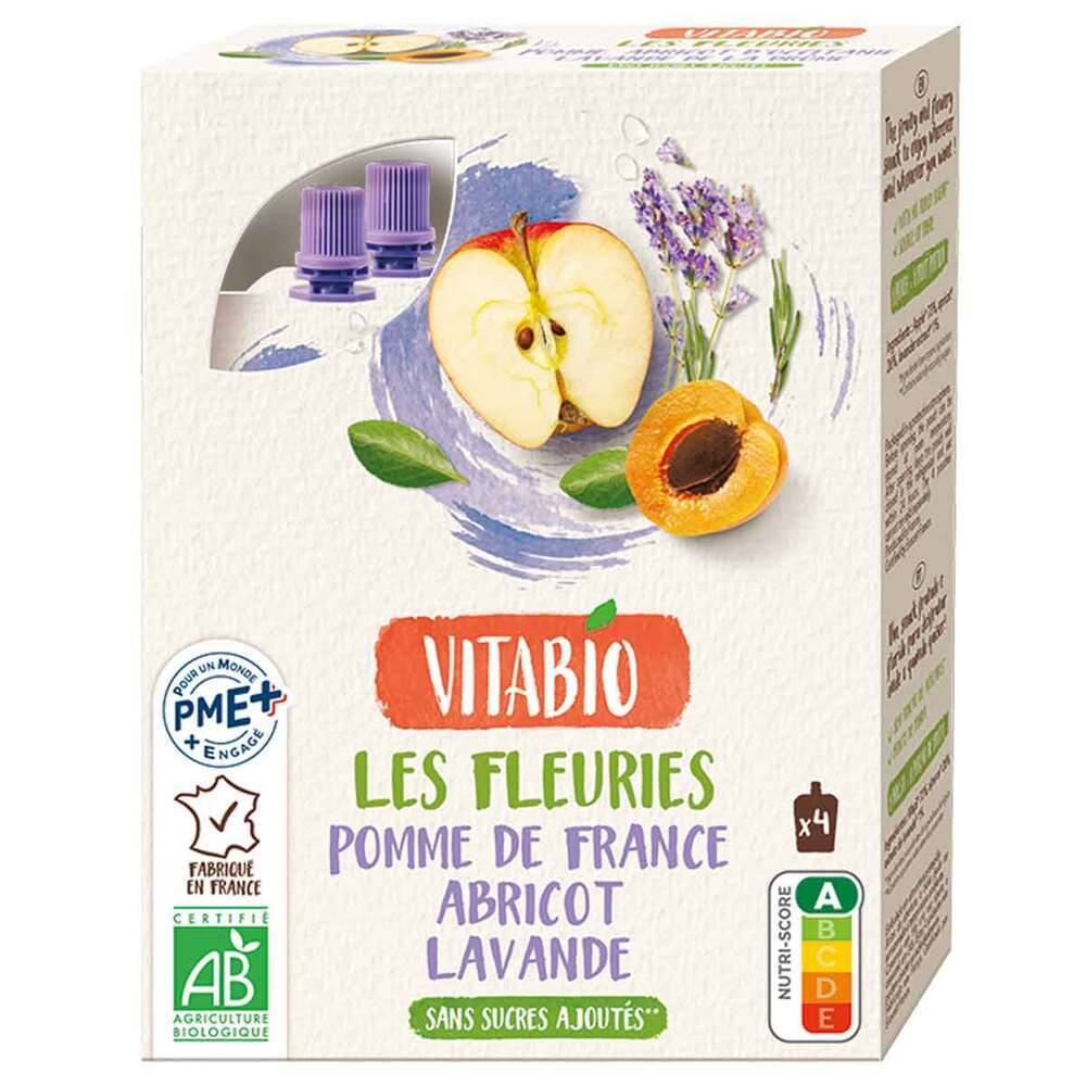 Vitabio - Gourdes Fruits et Fleur Pomme Abricot Lavande 4x120g