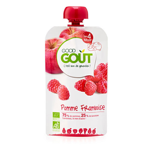 Good Gout - Gourde de fruits pomme framboise 120g - Dès 4 mois Good Gout - Gourde de fruits pomme framboise 120g - Dès 4 mois