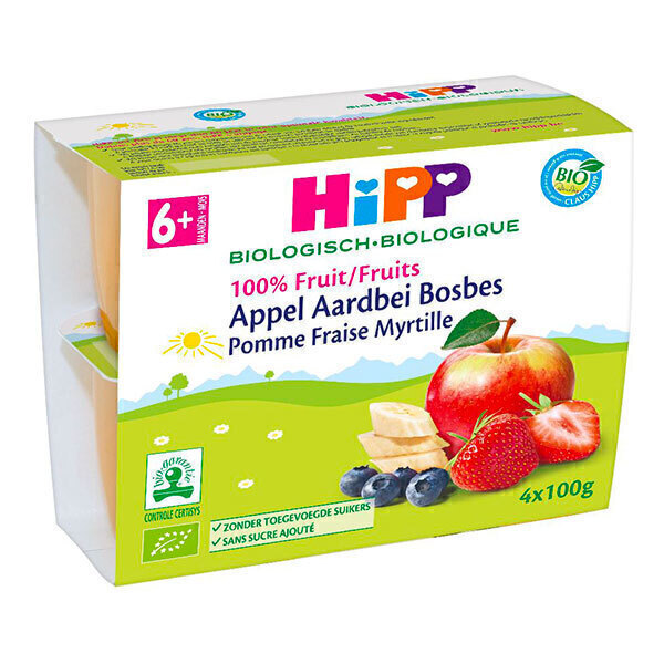 Pomme Fraise Myrtille 4x100g Des 6 Mois Hipp