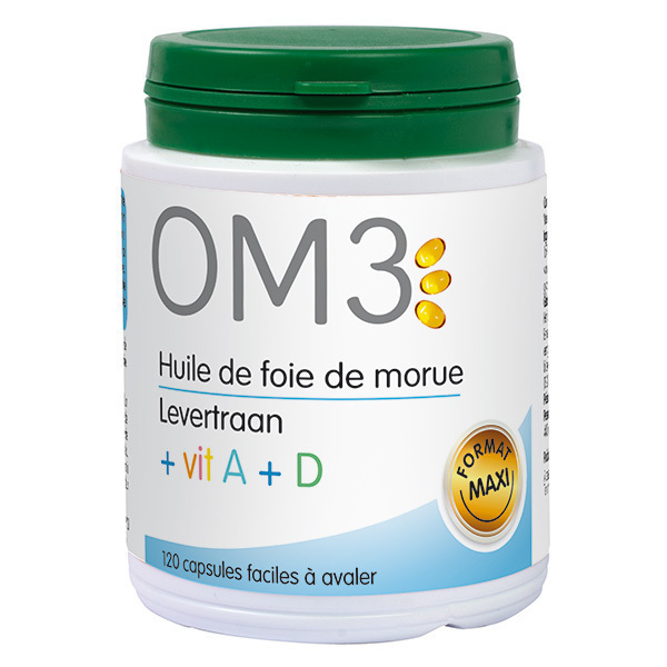 OM3 - Huile de foie de morue et vitamine A et D 120 capsules