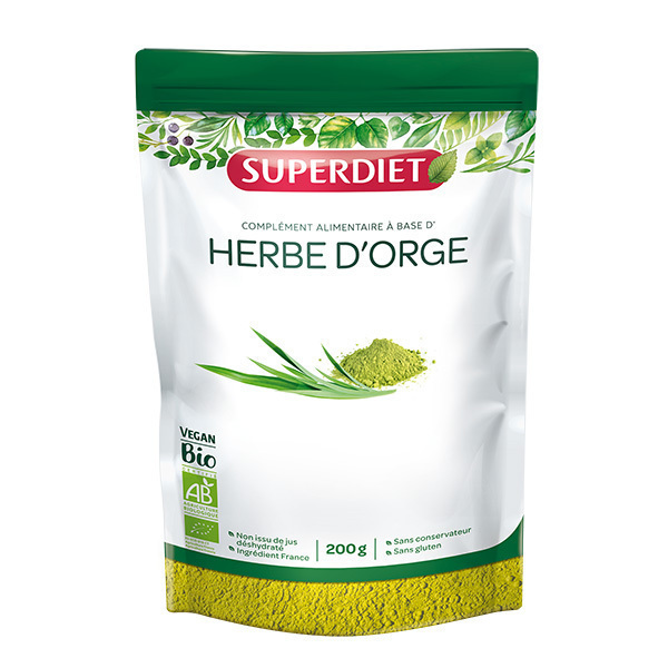 SUPERDIET - Herbe d'orge bio en poudre 200g SUPERDIET - Herbe d'orge bio en poudre 200g
