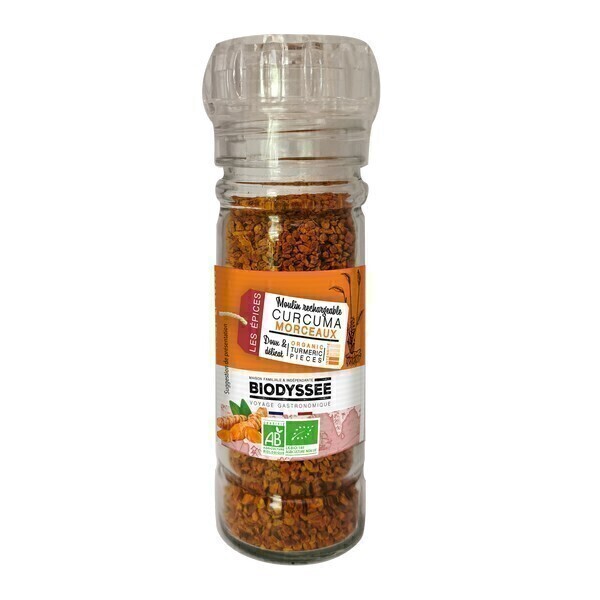 Biodyssée - Curcuma en morceaux Moulin rechargeable 35g Biodyssée - Curcuma en morceaux Moulin rechargeable 35g