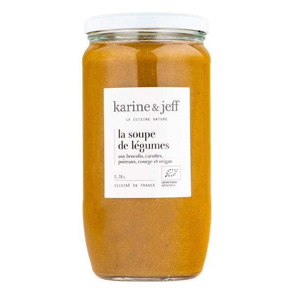 Karine & Jeff - Soupe aux brocolis, carottes, poireaux, courge et origan 78cl