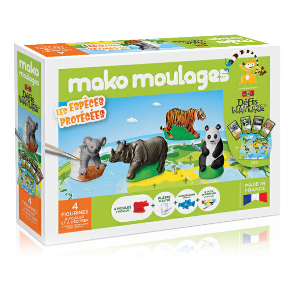 Mako moulages - Coffret 4 moules - Les espèces protégées - Dès 5 ans