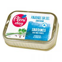 Pléniday - Sardines au naturel pauvres en sel 115g