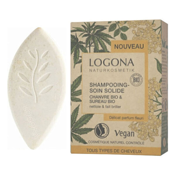 Logona - Shampoing soin solide chanvre et sureau 60g