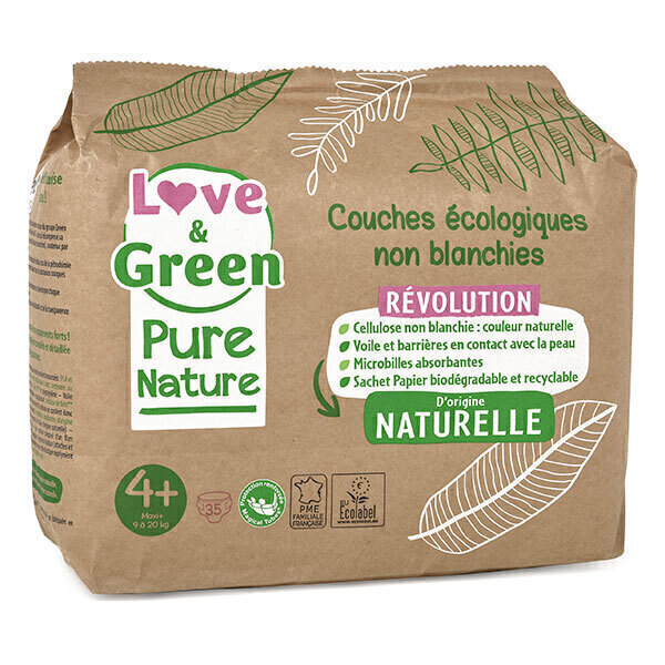Love & Green - 35 Couches Pure Nature - T4+, 9-20 kg