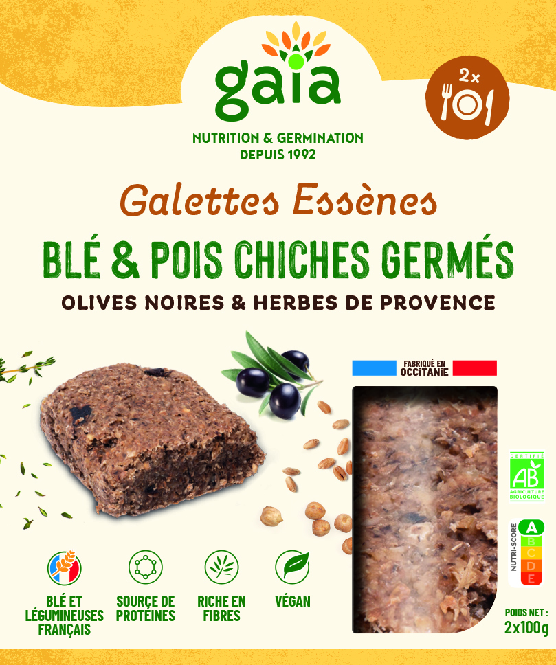 Gaïa - Galettes de céréales germées pois chiches olives 2x100g