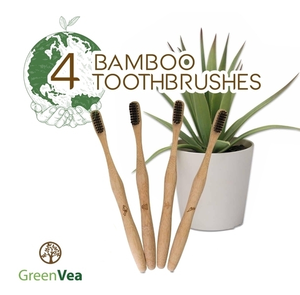 Greenvea - 4 brosses à dents en bambou