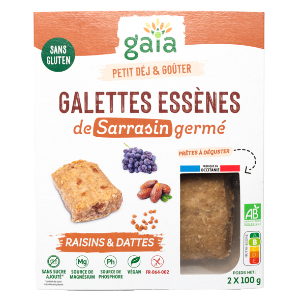 Gaïa - Galettes de céréales germées sarrasin raisins dattes 2x100g