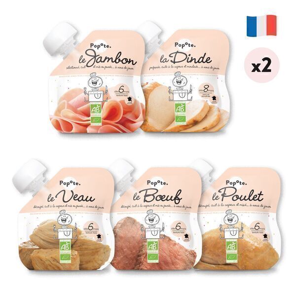 Popote - Les viandes - Lot de 10 - purées en gourde pour Bébé Popote - Les viandes - Lot de 10 - purées en gourde pour Bébé