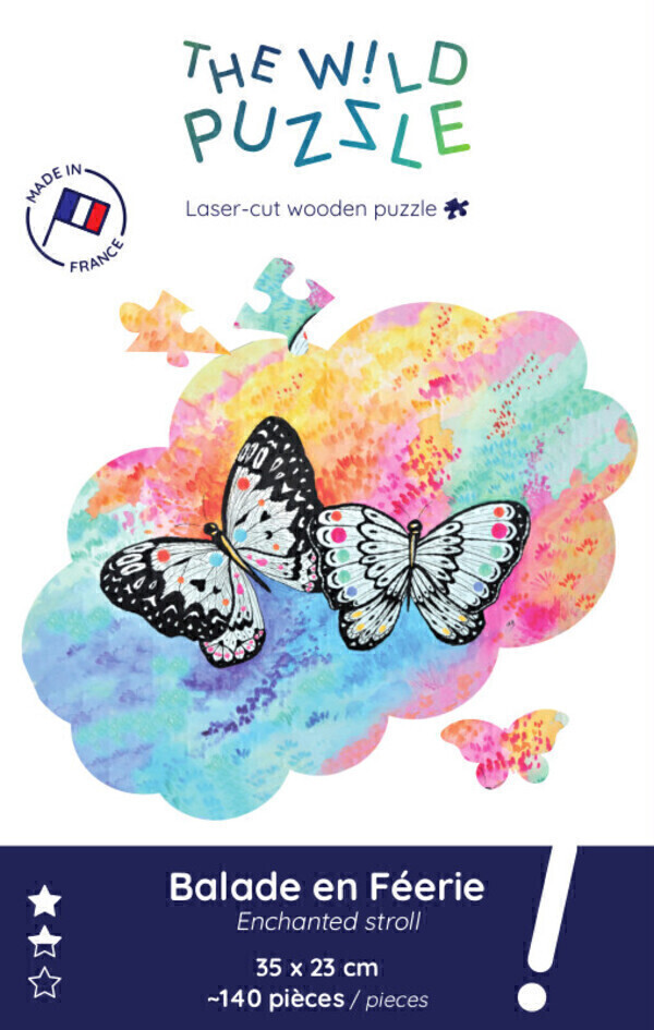 The Wild Puzzle - Puzzle en bois 140p, Papillon: Balade en Féerie 