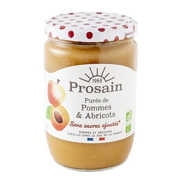 ProSain - Purée de pommes et abricots sans sucres ajoutés 620g bio ProSain - Purée de pommes et abricots sans sucres ajoutés 620g bio