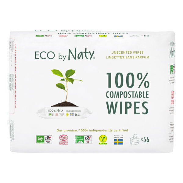 Eco by Naty - Lot 3 x 56 lingettes bébé compostables éco