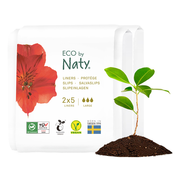 Eco by Naty - Lot de 2 x 5 Protège-slips écologiques - Large - Format poche