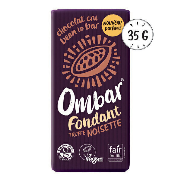 Ombar - Chocolat Noir au coeur truffé Noisette 35g Bio Ombar - Chocolat Noir au coeur truffé Noisette 35g Bio
