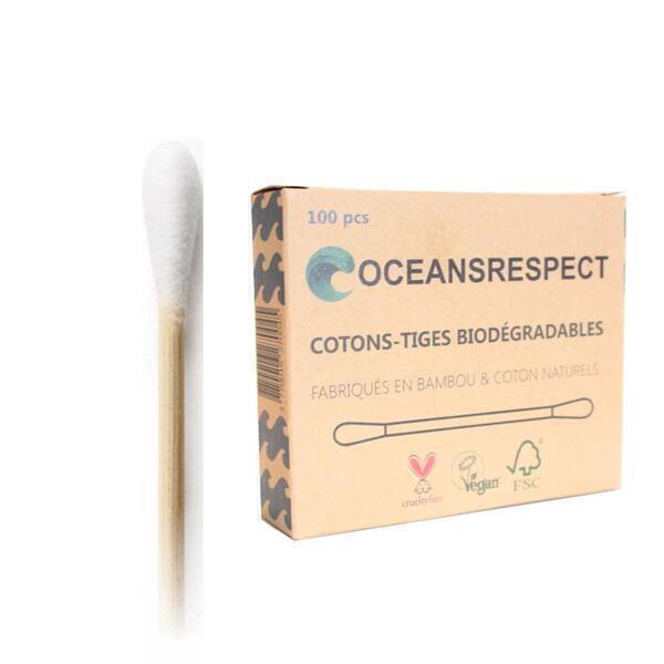 Oceansrespect - Coton-tige en bambou - Blanc - Boîte de 100 unités