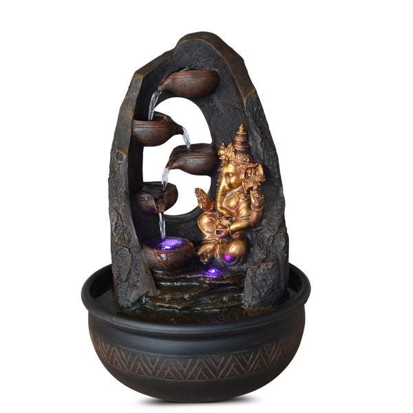 Zen' Light - Fontaine d'Intérieur Déco Ganesh Mystic avec Eclairage Led