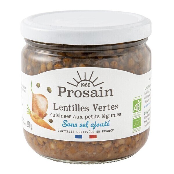ProSain - Lentilles vertes cuisinées sans sel ajouté 38,8cl bio