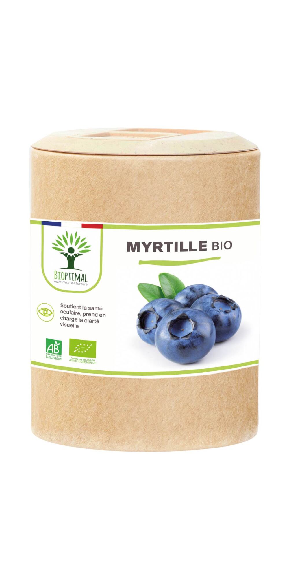 Bioptimal - Myrtille Bio - Complement alimentaire Yeux Vision - 200 Gelules