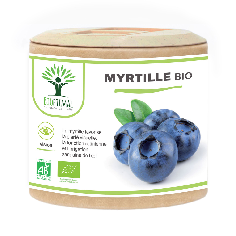 Bioptimal - Myrtille Bio - Complement alimentaire Yeux - Vision - 60 Gelules