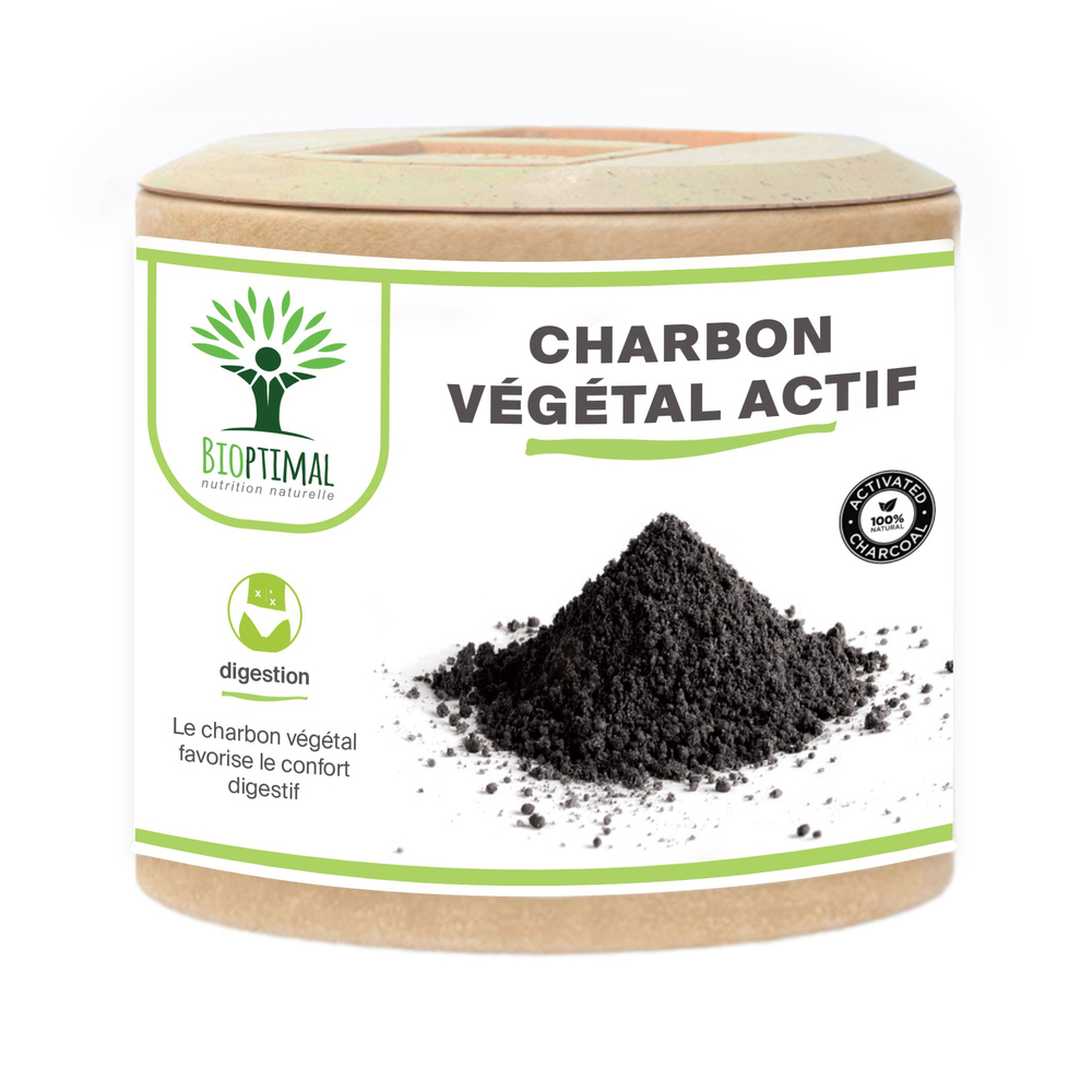 Bioptimal - Charbon Actif Ventre Plat Digestion Certifie Ecocert 60 gelules