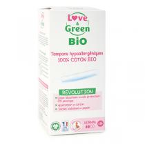 Love & Green - 16 Tampons avec applicateur en coton bio, Normal